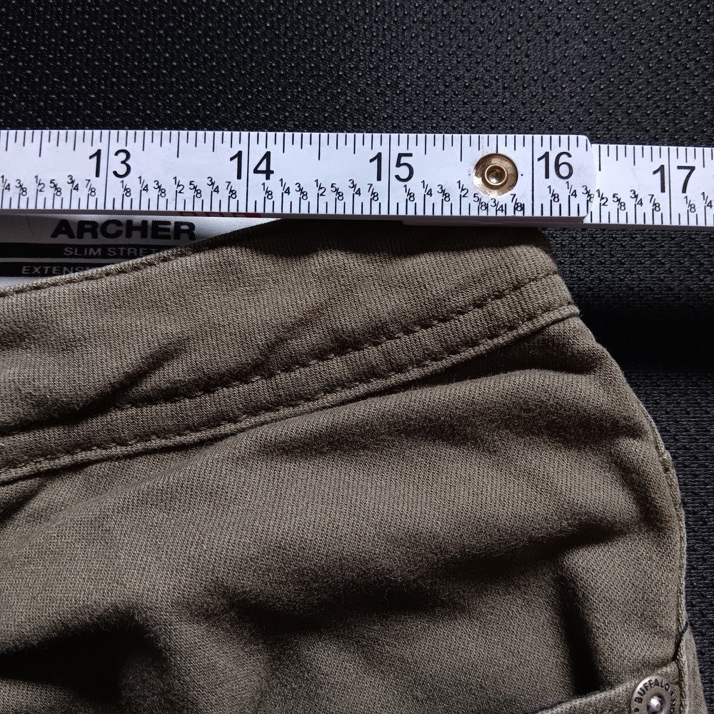 Buffalo David Bitton Archer Slim Stretch Pants Khaki Chino Green Mens 32 x 34 - Picture 8 of 11